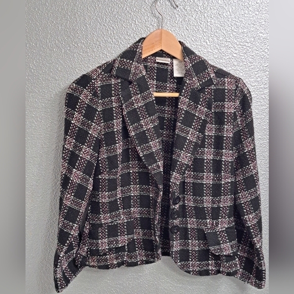 Vintage Plaid Blazer With A Notched Collar    Size Junior M(7/9) - Picture 8 of 9